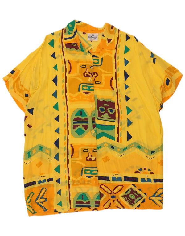 Blusa feminina vintage de praia IT 46 grande geométrica amarela