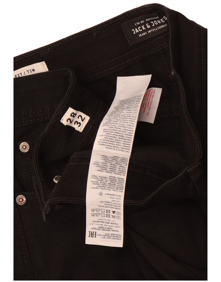 Jack & Jones Masculino Tim Slim Jeans W28 L32 Algodão Preto