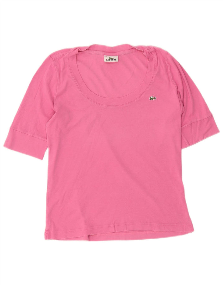 Camiseta feminina Lacoste tamanho superior 44 grande algodão rosa