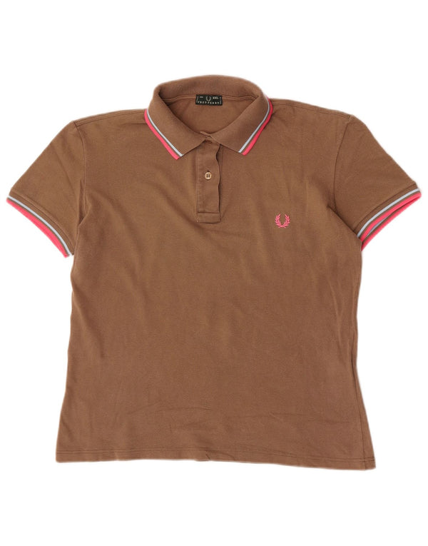 Camisa polo feminina Fred Perry UK 20 2XL algodão marrom