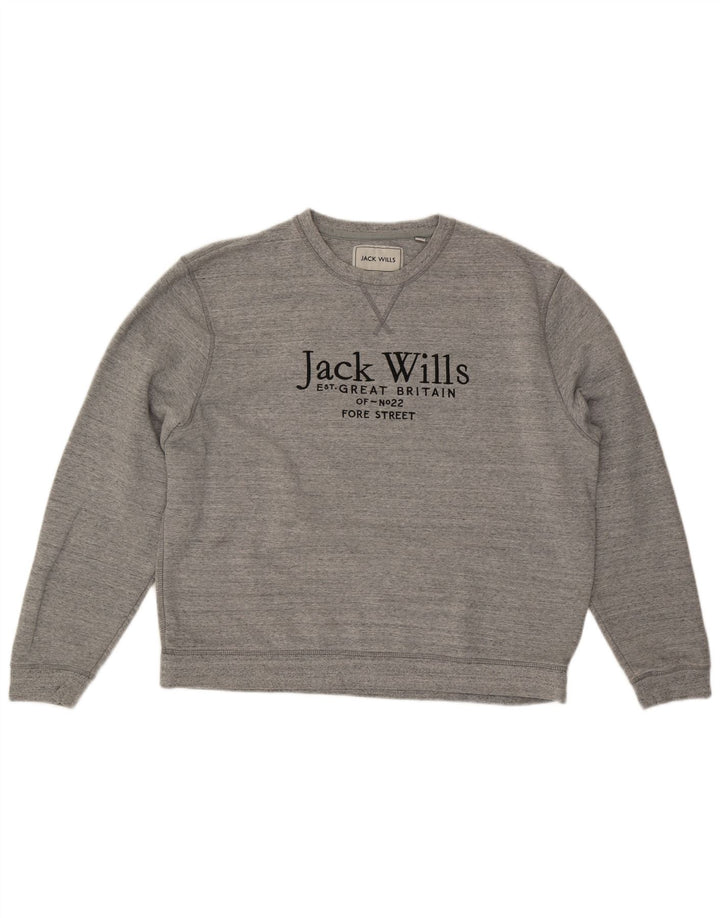 JACK & JONES moletom gráfico masculino jumper 2XL algodão manchado cinza
