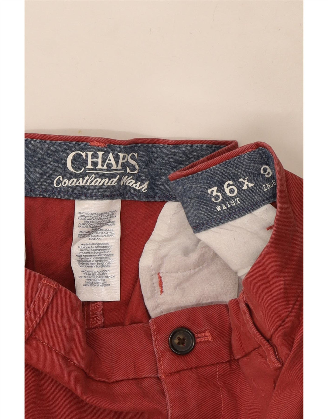 Shorts Chino Masculino Chaps W36 Grande Algodão Vermelho
