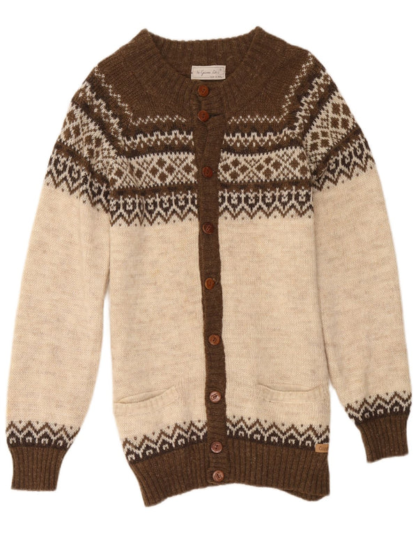 Suéter cardigã feminino Longline Gianni Abra IT 52 2XL marrom Fair Isle