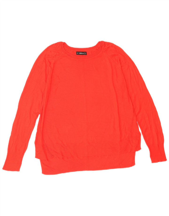 Suéter feminino Zara com gola canoa UK 14 vermelho médio