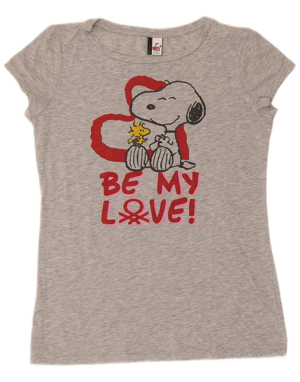 Camiseta feminina Benetton Snoopy Graphic UK 12 cinza médio manchado