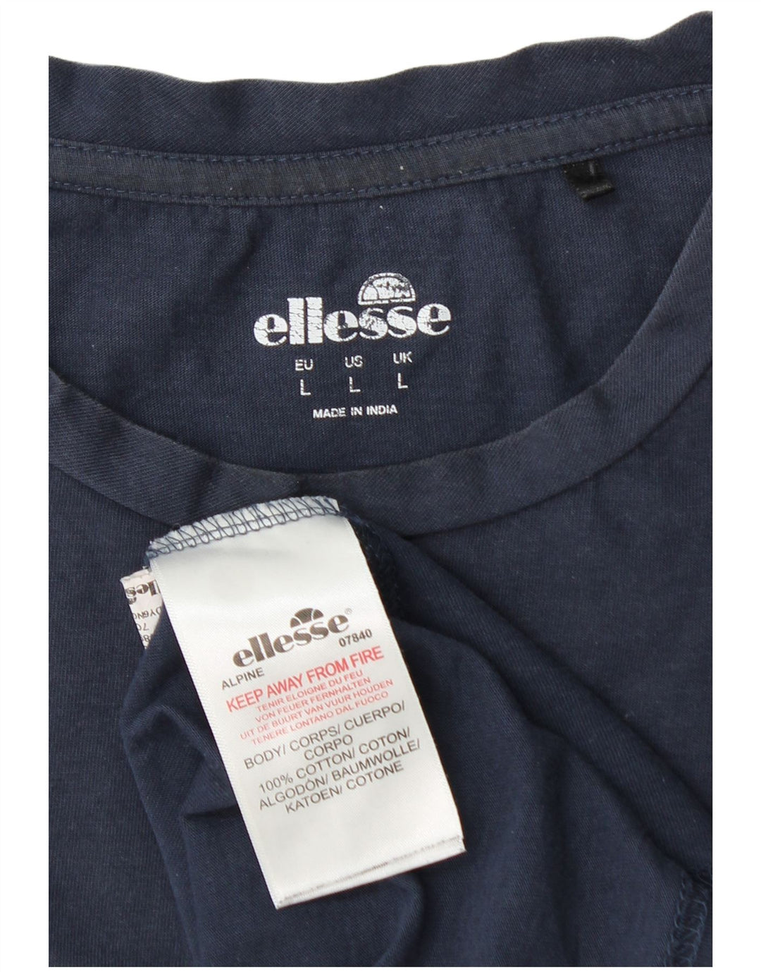 Ellesse Camiseta masculina gráfica top grande algodão azul marinho