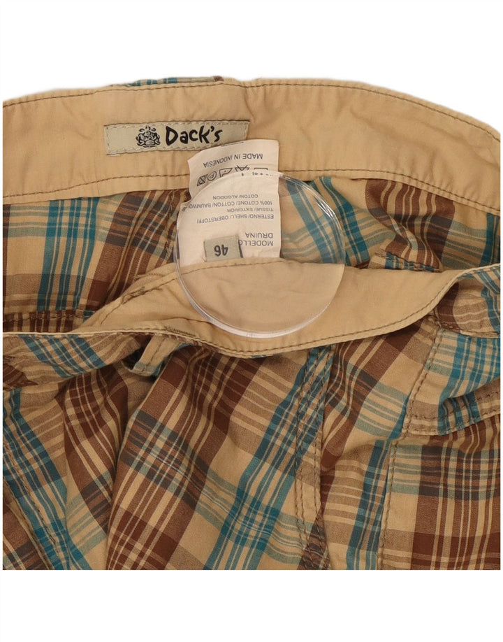 Shorts Chino Feminino Dack's IT 46 Grande W32 Algodão Xadrez Marrom