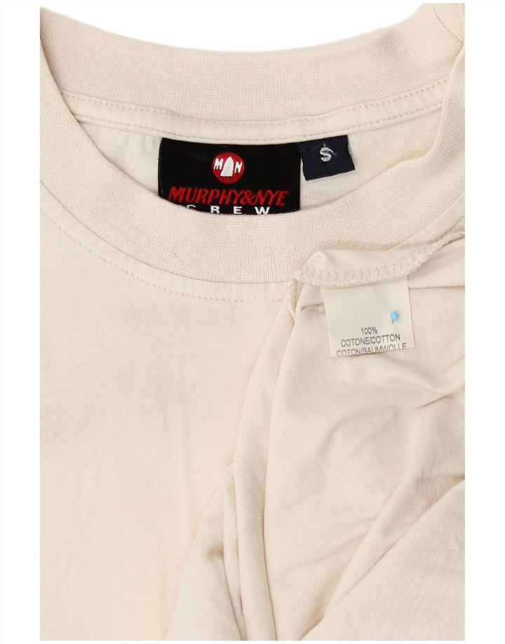 Murphy & Nye Top gráfico masculino manga comprida pequeno algodão branco