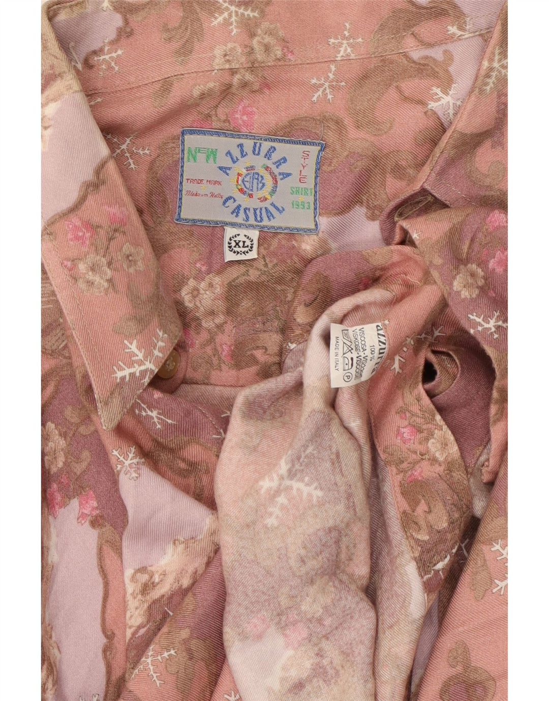 Camisa masculina Azzurra XL rosa floral viscose