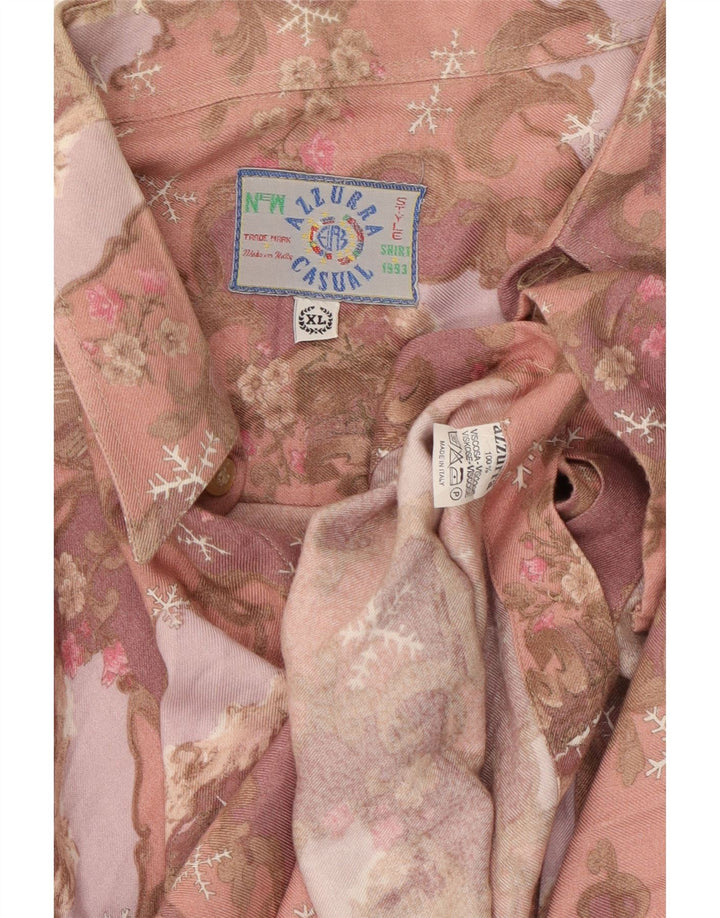 Camisa masculina Azzurra XL rosa floral viscose