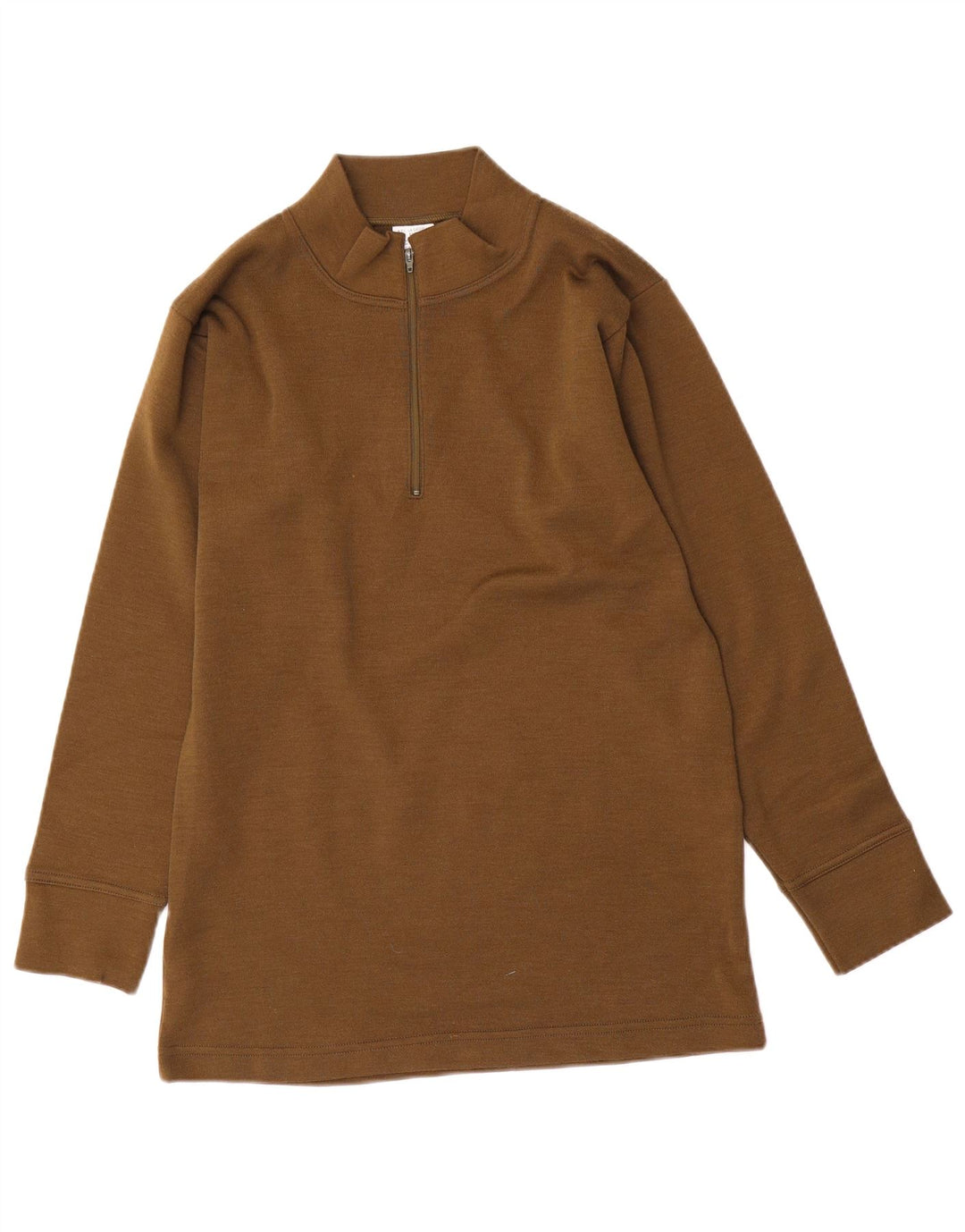 Suéter vintage masculino com zíper e gola em poliamida cáqui médio