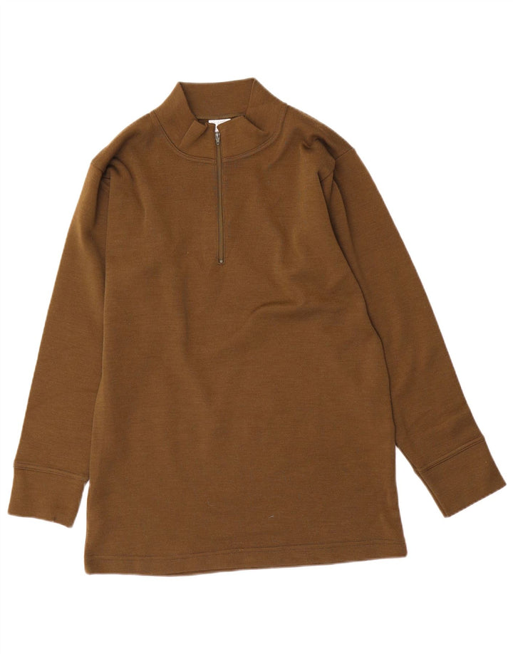 Suéter vintage masculino com zíper e gola em poliamida cáqui médio