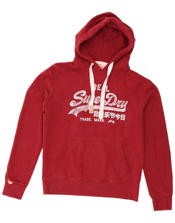 Suéter com capuz gráfico masculino Superdry grande algodão Borgonha