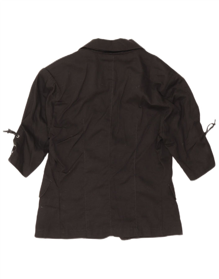 Jaqueta blazer feminina Nitya com 3 botões e manga 3/4 IT 40 algodão preto pequeno