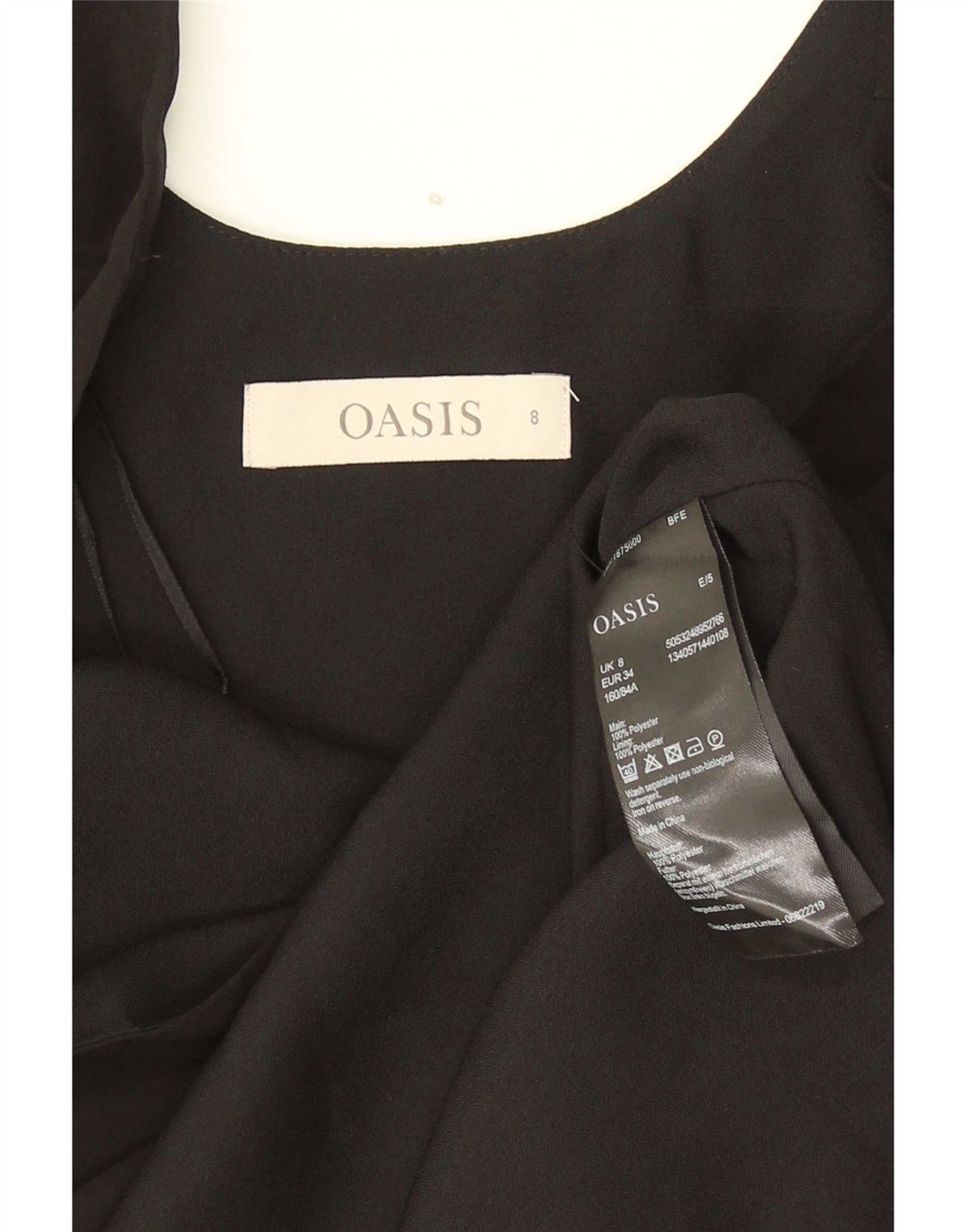 Blusa feminina sem mangas Oasis UK 8 pequena poliéster preto