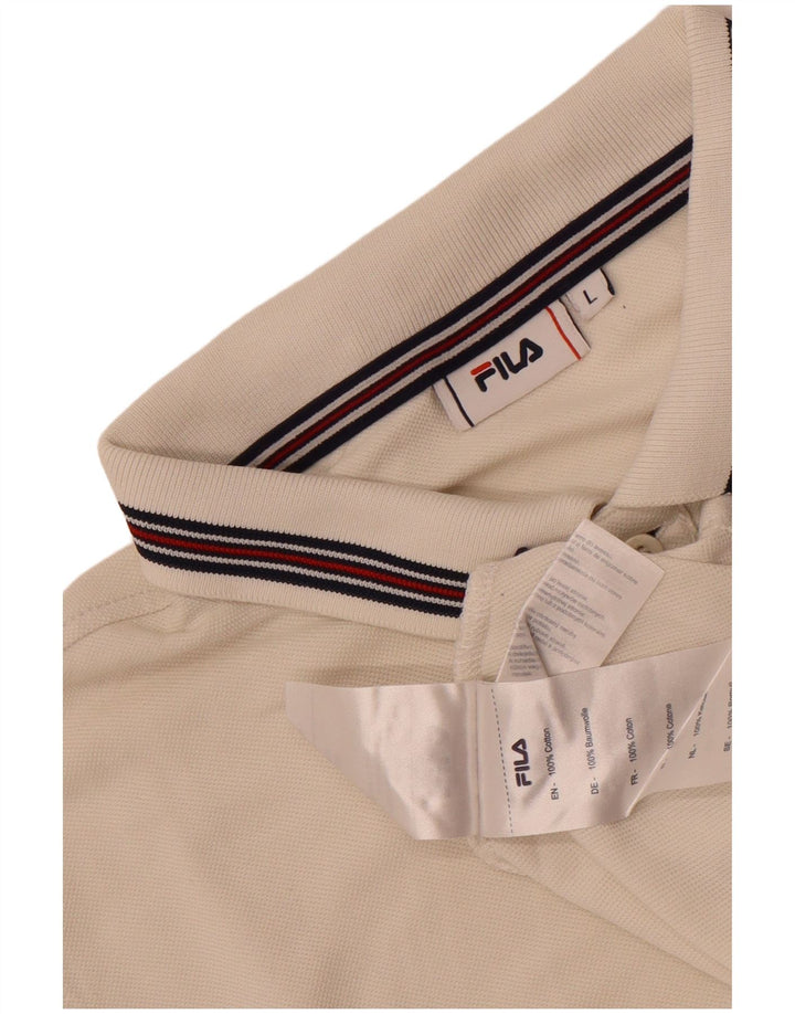 Camisa polo masculina Fila grande algodão branco