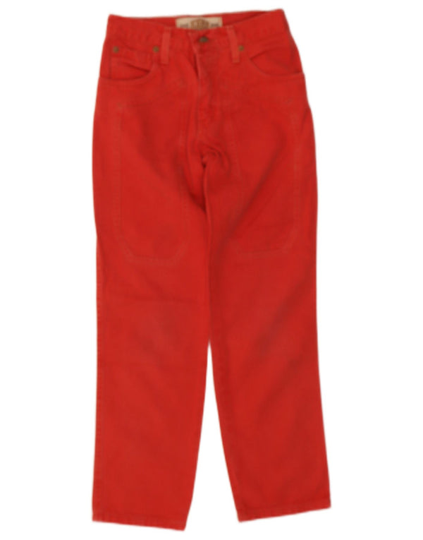 Jeans cônicos femininos Jeckerson 9-10 anos W22 L24 algodão vermelho