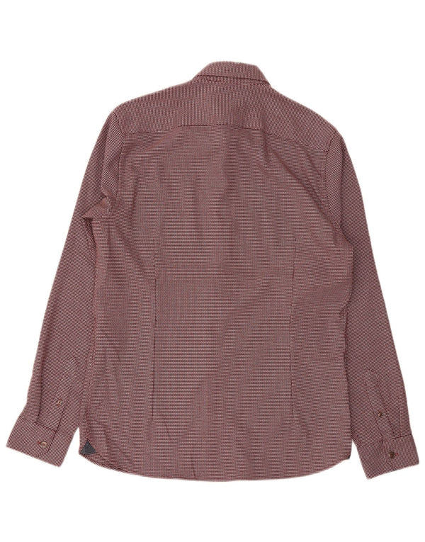 Camisa masculina Ted Baker de ajuste regular tamanho 3 poliéster geométrico médio Borgonha