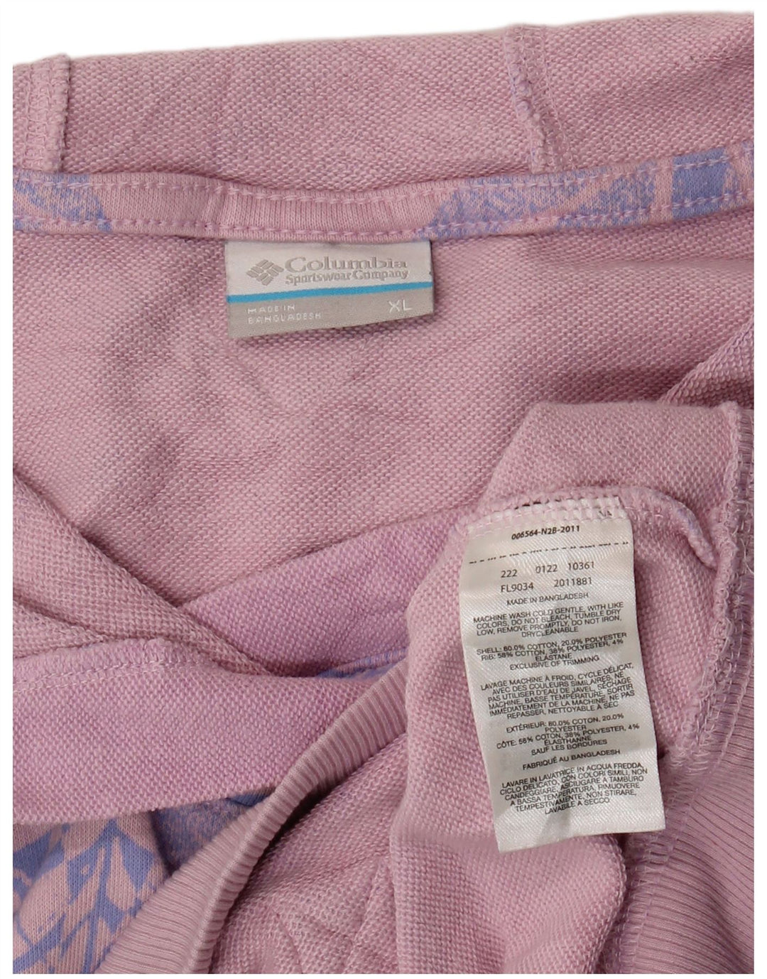 Suéter com capuz feminino COLUMBIA UK 18 XL rosa floral algodão