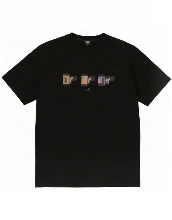 Paul Smith Mens Graphic T-Shirt Top Large Black Cotton