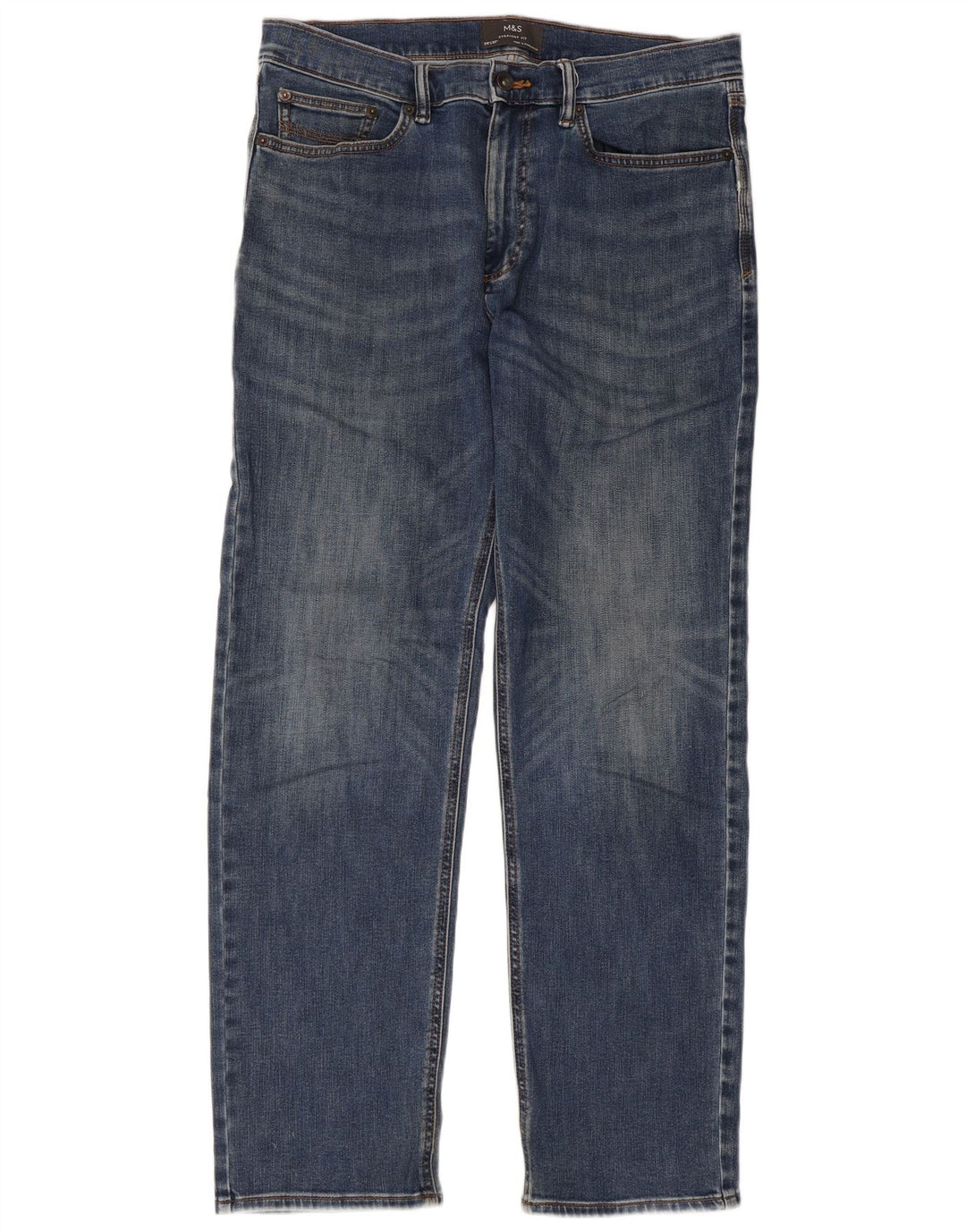 Jeans retos masculinos Marks & Spencer W34 L31 algodão azul