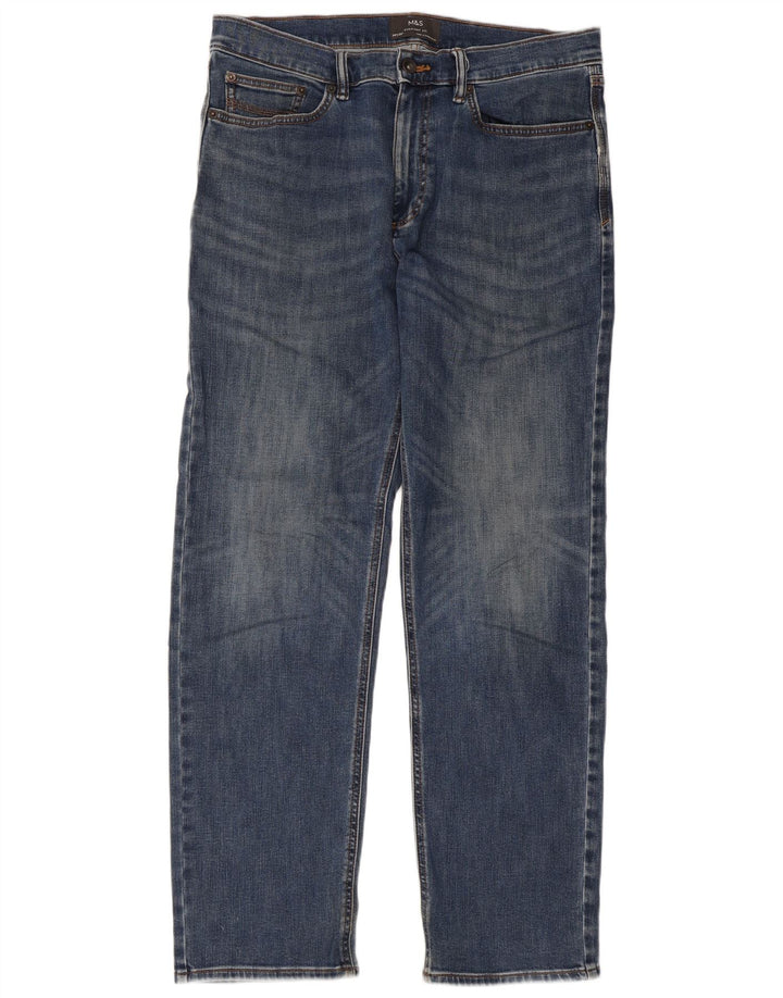 Jeans retos masculinos Marks & Spencer W34 L31 algodão azul