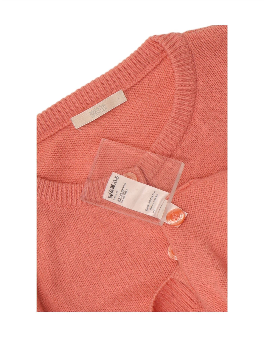 Suéter cardigã feminino Marks & Spencer UK 14 grande lã rosa