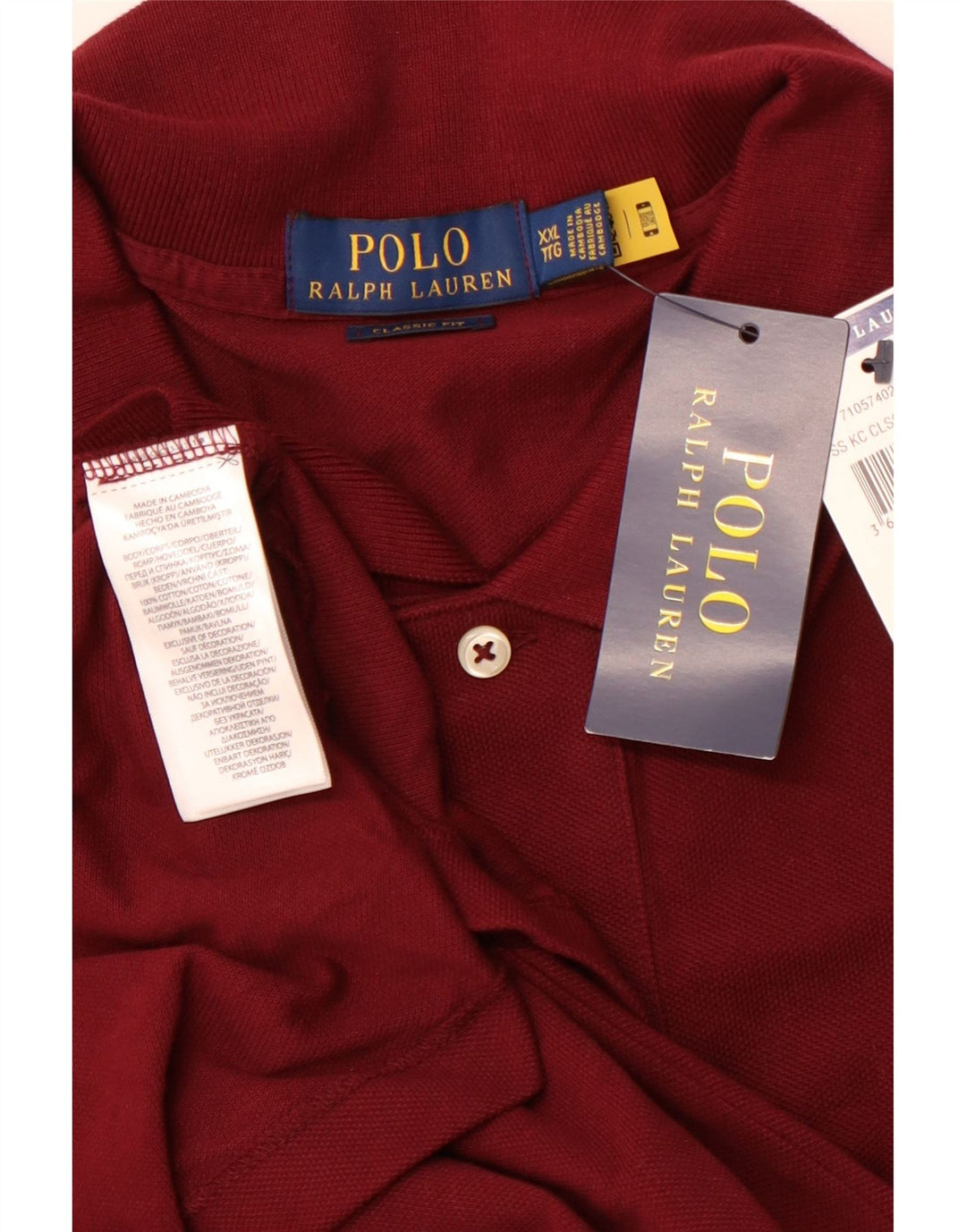 POLO RALPH LAUREN Camisa polo masculina de ajuste clássico 2XL algodão borgonha
