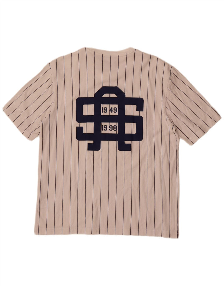 Adidas Mens Graphic T-Shirt Top Médio Algodão Listrado Branco