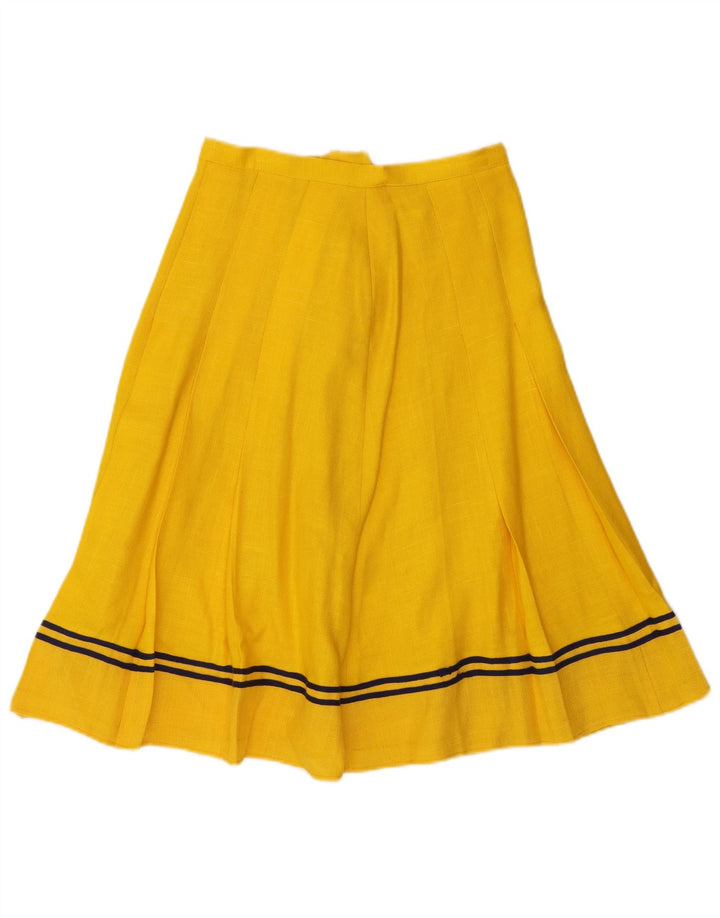 Saia feminina VINTAGE plissada em linha A IT 42 médio W28 listrado amarelo