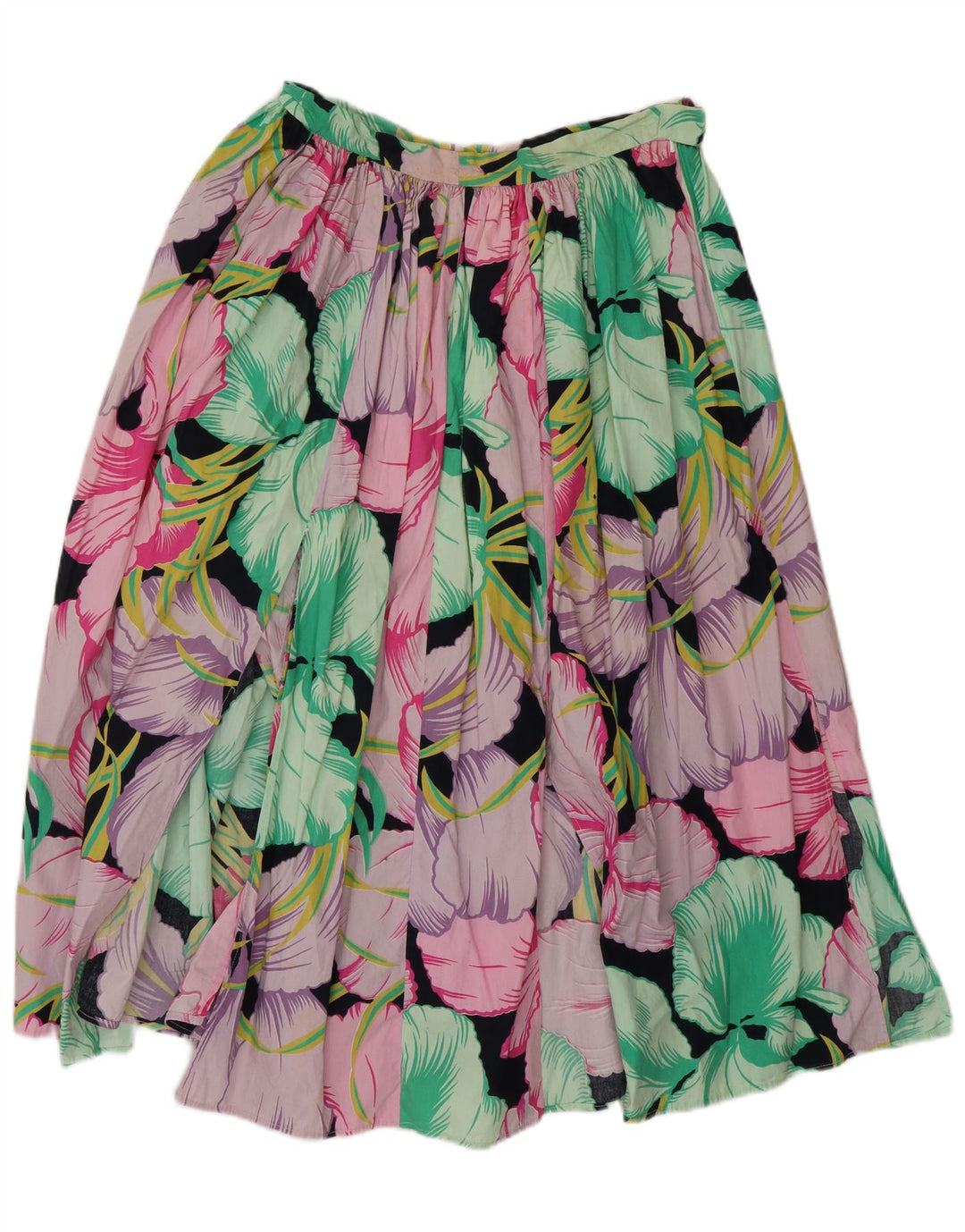 Saia feminina vintage de cintura alta W26 pequena floral multicolorida