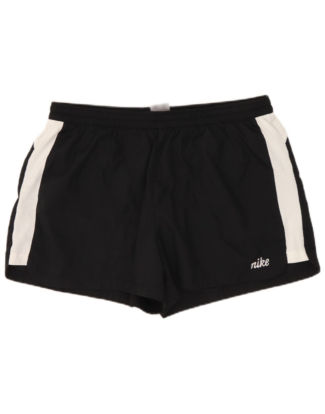 Shorts esportivos femininos NIKE US 12/14 grande preto colorblock poliéster
