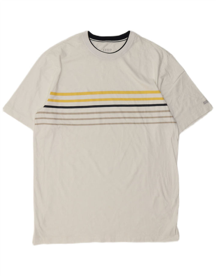 Camiseta masculina Izod Top grande algodão listrado branco