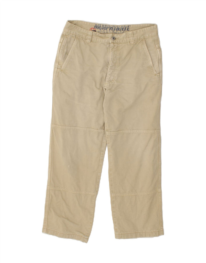 MURPHY & NYE Mens Straight Chino Trousers W34 L26  Beige Cotton Vintage Murphy & Nye and Second-Hand Murphy & Nye from Messina Hembry 