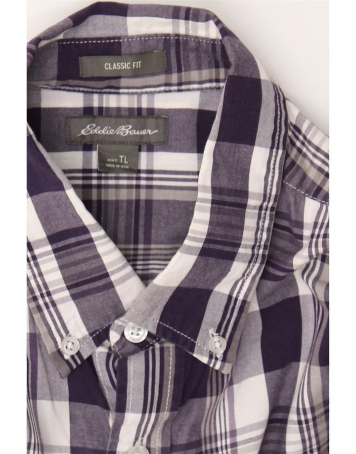 EDDIE BAUER Mens Classic Fit Shirt Large Purple Check Cotton Vintage Eddie Bauer and Second-Hand Eddie Bauer from Messina Hembry 