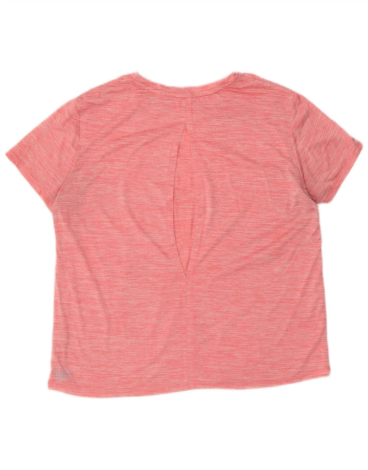 Camiseta feminina Reebok Graphic UK 12 poliéster manchado rosa médio