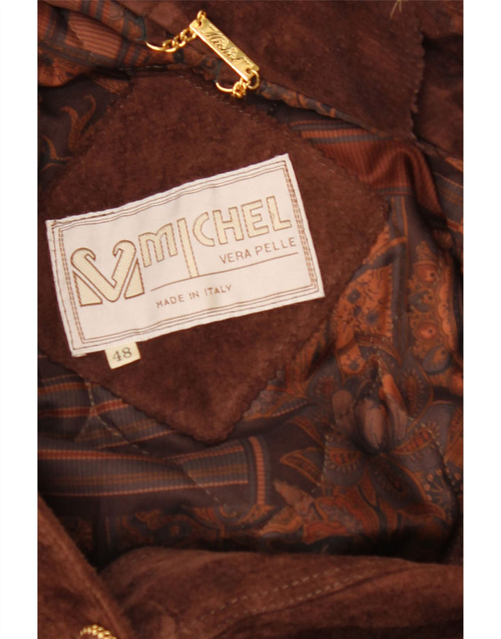 Casaco corta-vento feminino de camurça grande MICHEL IT 48 XL marrom