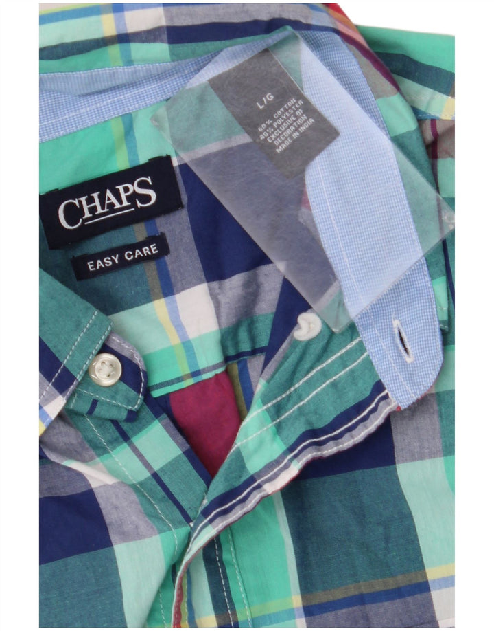 Camisa masculina de manga curta Chaps Easy Care grande algodão xadrez multicolorido
