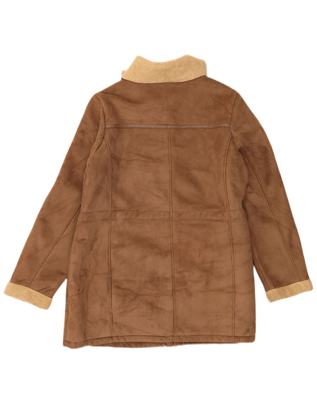 Jaqueta Sherpa Feminina Marks & Spencer Reino Unido 16 Grande Poliéster Marrom