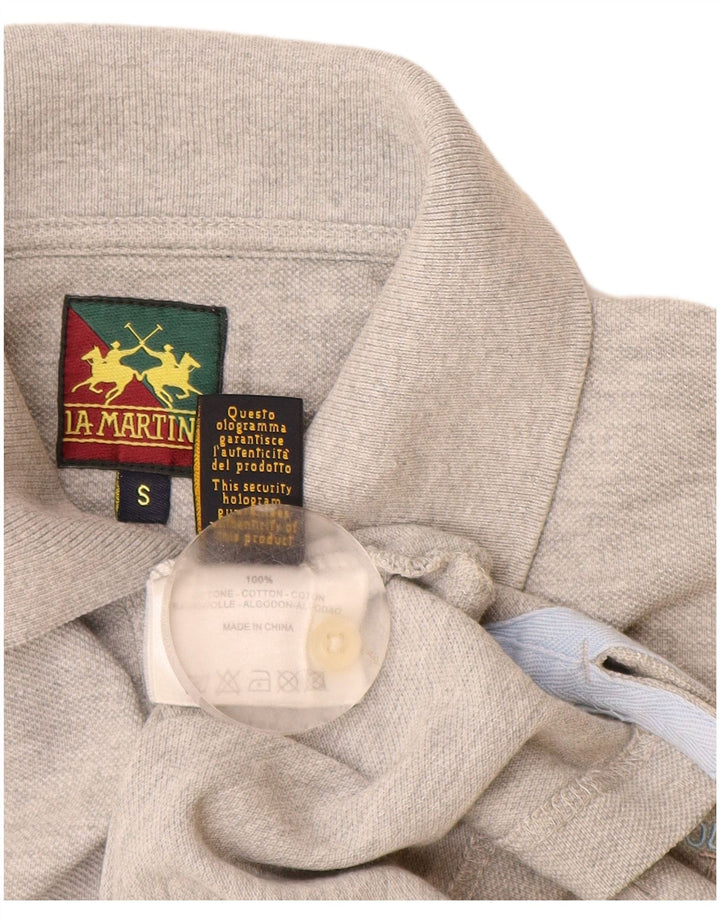 Camisa polo masculina La Martina pequena cinza algodão