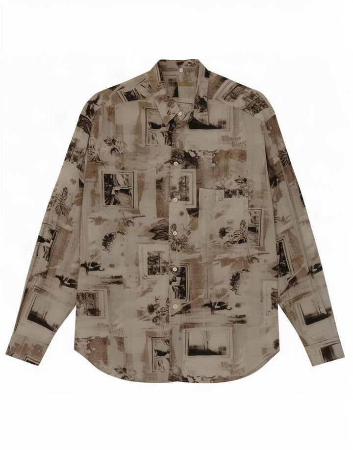 Camisa masculina vintage grande floral multicolorida