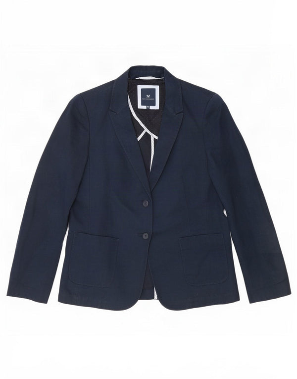 Jaqueta blazer feminina de 2 botões da Crew Clothing UK 10 pequena azul marinho linho