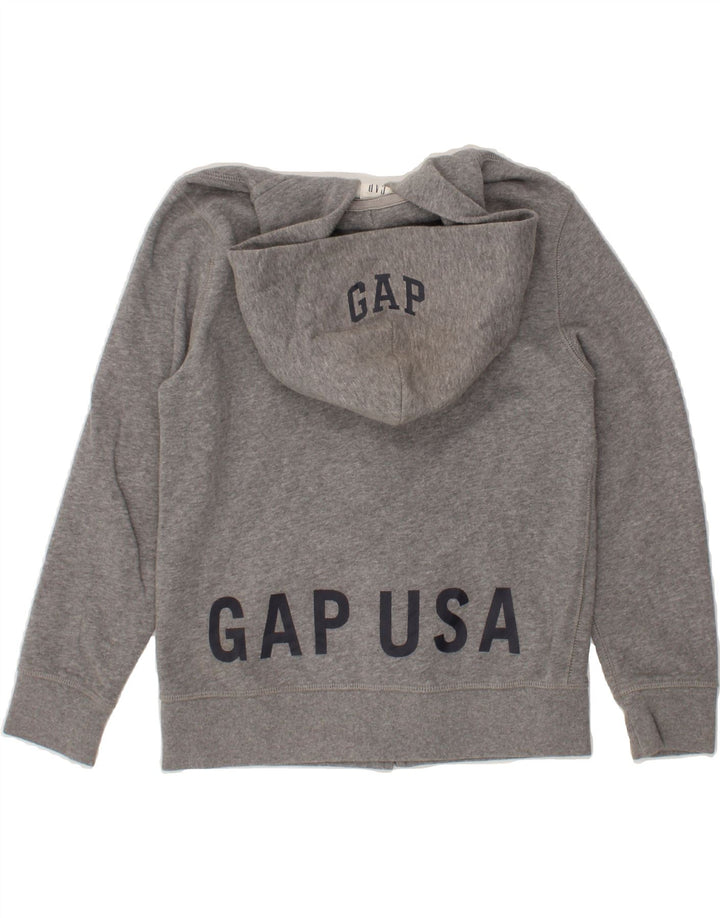 GAP Boys Graphic Zip Hoodie Sweater 9-10 Years Large Grey Cotton Vintage Gap and Second-Hand Gap from Messina Hembry 