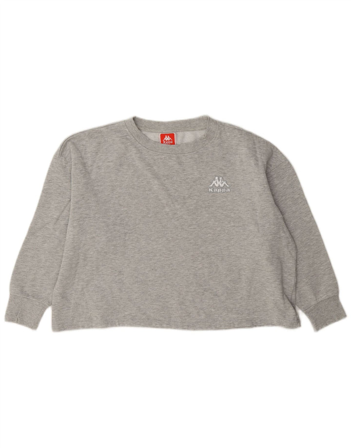 Suéter feminino Kappa crop oversized UK 10 pequeno cinza manchado