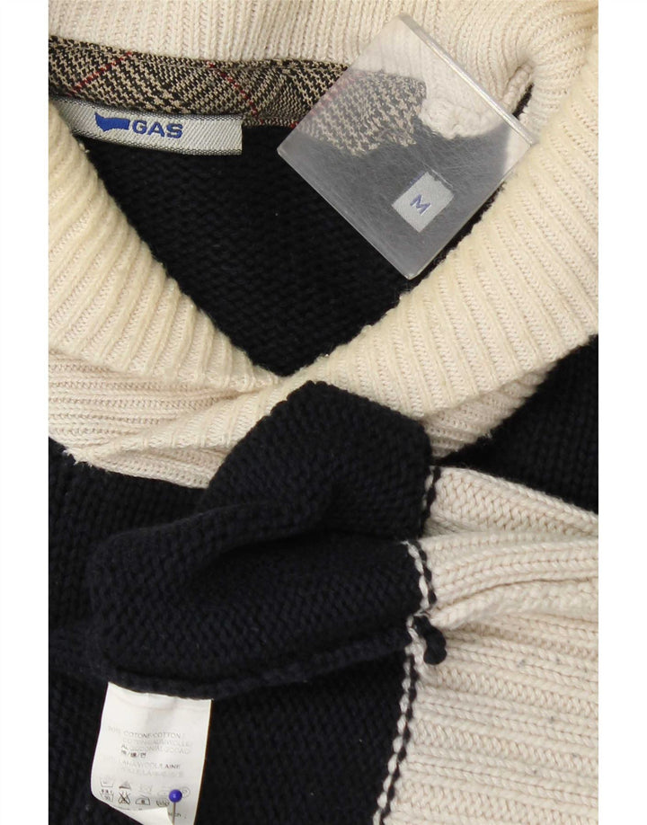 Suéter masculino Gas com gola xale e algodão colorblock médio azul marinho