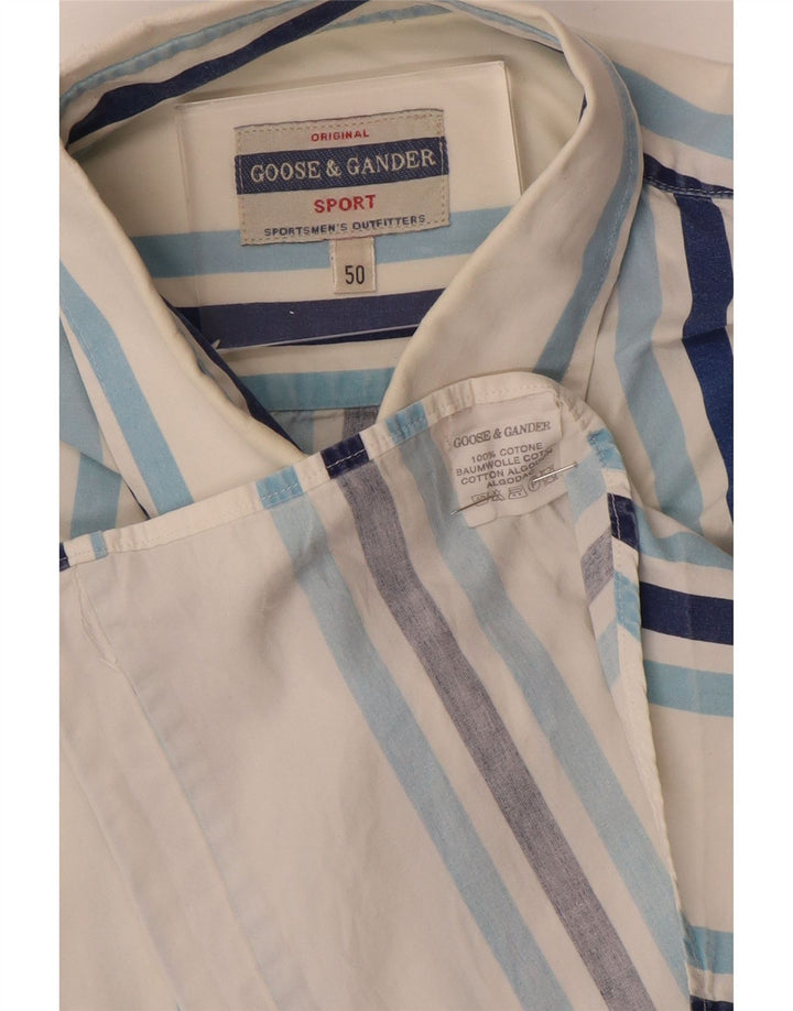 Camisa masculina de manga curta GOOSE & GANDER IT 50 algodão listrado branco médio