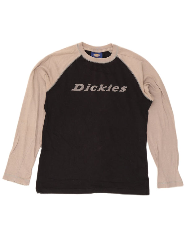 Top gráfico masculino Dickies manga comprida pequeno algodão colorblock preto