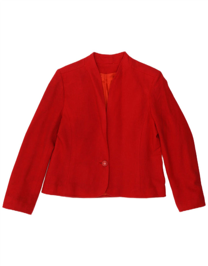 Jaqueta Blazer Feminina Vintage com 1 Botão Reino Unido 12 Vermelho Médio