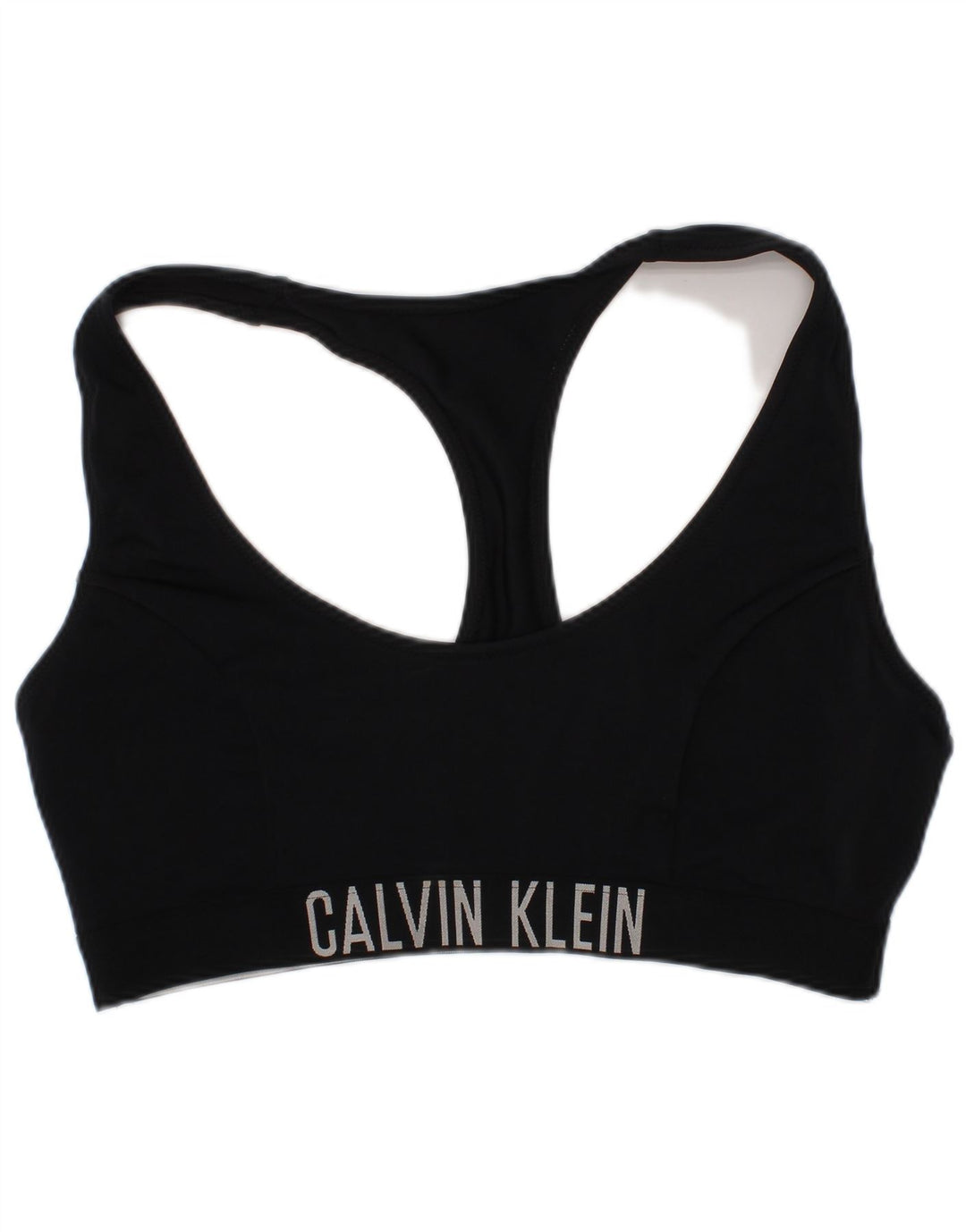 Sutiã esportivo gráfico feminino Calvin Klein Top médio preto poliamida