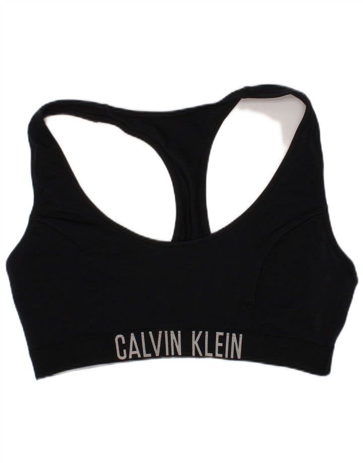 Sutiã esportivo gráfico feminino Calvin Klein Top médio preto poliamida
